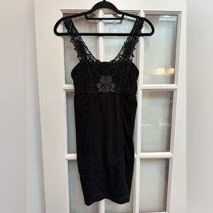 Vintage Free People Y2K Black Whimsigoth Cottagecore Fairy Slip Dress Size XS